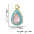 Ciondolo a cuore vintage francese in oro con zircone rosa e smalto blu raffinato - Goccia d'acqua / Rosa