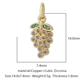 Pendente a uva in rame dorato con pietre di zirconia cubica verdi e viola - Forma Uva Multicolore (Zirconia Multicolore Stile 23)