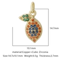 Pendente a forma di limone in ottone con zirconi colorati e foglie verdi - Forma Limone Multicolore (Zirconia Multicolore Stile 24)