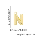 Ciondolo a lettera N a rombo dorato lucido con dimensioni di misura e peso mostrati - Solo ciondolo / Oro 18K-N