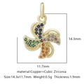 Ciondolo a girandola colorato placcato in oro con zirconi per gioielli fai da te - Forma Mulino A Vento Multicolore (Zirconia Multicolore Stile 28)