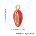 Ciondolo a conchiglia in smalto rosso in rame placcato oro con zirconia, 1,3 x 0,57 cm - Conchiglia / Rosso