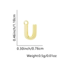 Ciondolo a lettera U dorato lucido a forma di rombo con misure precise e peso - Solo ciondolo / Oro 18K-U