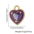 Ciondolo a cuore vintage francese in metallo dorato con zircone viola e smalto - Cuore Smaltato / Viola