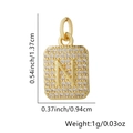 Pendente rettangolare dorato con zirconi incastonati e la lettera N - Lettera N / Oro