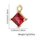 Pendente quadrato in zircone rosso placcato oro con misure precise 1,36cm x 1,00cm - Quadrato / Rosso