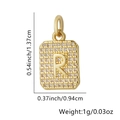 Pendente rettangolare lettera R dorato con zirconi incastonati e dimensioni - Lettera R / Oro