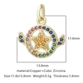 Ciondolo a stella con zirconi colorati in cornice di rame dorato per gioielli DIY - Forma Cornice Stella Cuore Multicolore (Zirconia Multicolore Stile 37)