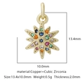 Pendente a stella in rame dorato con zirconi arcobaleno per gioielli fai da te - Ottagramma Arcobaleno Multicolore (Zirconia Multicolore Stile 38)