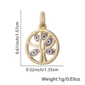 Colgante Árbol de la Vida dorado con hojas de lágrima violetas y dijes de mal de ojo - Árbol - Púrpura