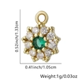 Ciondolo a fiore placcato in oro con zircone smeraldo verde e cristalli bianchi - Stella / Verde