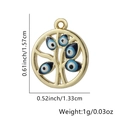 Golden round tree of life charm with blue evil eye enamel and detailed measurements - Tree - Black