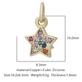 Ciondolo a stella in rame dorato con cristalli di zirconia cubica colorati - Pentagramma Scintillante Multicolore (Zirconia Multicolore Stile 40)