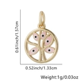 Golden Tree of Life charm with evil eye detail and pink enamel leaves for women necklaces - Tree - Pink