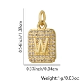 Ciondolo quadrato dorato con lettera W e pavé di zirconi cubici per collana - Lettera W / Oro