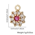 Pendente a fiore placcato oro con zircone rosso e misure dettagliate fornite - Stella / Rosa Rosso