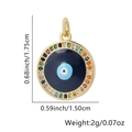 Golden round evil eye pendant with blue enamel and colorful rhinestones flip flop necklace - Round - Multi-color Zirconia