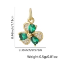 Pendente quadrifoglio dorato con zircone verde a goccia e cristalli incastonati - Goccia a Mulino / Verde