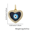 Golden heart evil eye pendant with blue enamel and sparkling cubic zirconia crystals - Heart - White Zirconia