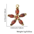 Ciondolo a fiore in zirconi rossi placcato oro con misura altezza di 1,85 cm - Pentagramma / Rosso
