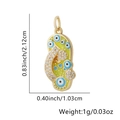 Golden flip-flop pendant necklace with blue evil eye patterns and sparkling crystals - Flip Flop - Yellow