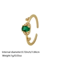 Detalle del anillo abierto dorado con circón verde y diámetro interior de 1,84 cm - Abierto Ajustable / Estilo 1 (Gema verde ovalada)