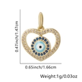 Golden heart flip-flop necklace pendant with evil eye design and blue crystal accents - Heart - Rhinestone Enamel