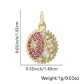 Golden flip-flop pendant necklace with red crystals and white stone crescent detail - Round - Garnet Red