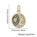 Golden round celestial charm with blue and white inlaid crystals and beaded border - Round-Blue