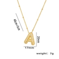 Puffy letter A pendant necklace with micro-pave cubic zirconia in 18K gold plating - Letter A