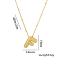 Collier plaqué or 18 carats avec pendentif lettre F en zircons et chaîne de 40+5cm - Lettre F