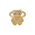 Gold plated teddy bear ring featuring micro-pave sparkling cubic zirconia stones - Full Rhinestone Teddy Bear (Style 16)