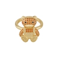 Gold plated bear ring with pavé orange zircons and adjustable band for women - Orange Zirconia Bear (Style 17)