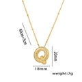 Collier plaqué or 18K avec pendentif lettre Q serti de zircons et chaîne à billes - Lettre Q