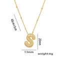 Collier plaqué or 18K avec pendentif lettre S en zircons et dimensions détaillées - Lettre S
