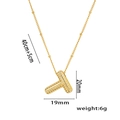 Collier pendentif lettre T plaqué or 18K serti de cristaux de zircone cubique - Lettre T