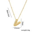 Collier doré avec pendentif initiale V serti de zircons et chaîne satellite de 45cm - Lettre V