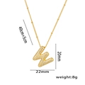 Collier chaîne à billes plaqué or 18 carats avec pendentif lettre W pavé de zircon - Lettre W
