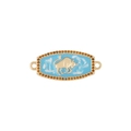 Dettaglio del ciondolo zodiacale Toro con smalto blu e gemme arancioni micro-pavimentate - Toro
