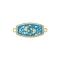 Ciondolo zodiaco Pesci in oro con smalto blu e accenti di zirconi rosa - Pesci