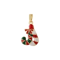 Christmas candy cane pendant in gold metal with red and white enamel and a bow - Candy Cane Style (Style 1)