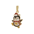 Christmas penguin charm in gold finish with festive red hat and scarf enamel detail - Christmas Penguin (Style 2)