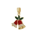 Festive red and white Christmas bell pendant with green holly leaves in gold finish - Christmas Bell Style (Style 3)