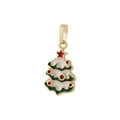 Ciondolo albero di Natale placcato oro con dettagli in smalto e stella rossa in cima - Stella Puntale per Albero (Stile 8)