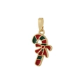 Ciondolo a forma di bastoncino di zucchero dorato con smalto per gioielli natalizi - Stile Bastone con Fiocco Rosso (Stile 10)