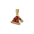 Ciondolo cappello di Natale dorato con smalto rosso e intarsio in zircone bianco - Stile cappello di Natale con zirconia (Stile 11)