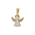 Pendente angelo dorato con smalto bianco e ali in zirconi scintillanti per gioielli - Design Angelo (Stile 12)