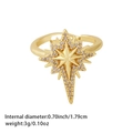 Gold eight-pointed star ring with clear crystals, 1.79cm diameter and 3g weight - Style 1 (Octagonal Star)