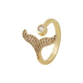 Adjustable golden ring with sparkling zircon fishtail and clear gemstone - Style 2 (Fish Tail)