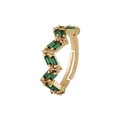 Adjustable gold plated ring with zigzag wave design and green zircon crystals - Green Rectangle Zirconia Zigzag Style (款式五)